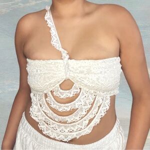 Handmade White Lace Crop Top